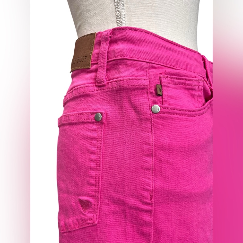 Judy Blue Magenta 90’s Straight Leg Jeans Raw Hem Size 7/28 Heart Pocket - Picture 9 of 16